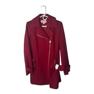 NWT Michael Kors Red Belted Coat New Size US S Wool Blended RRP $275 C121